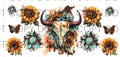 #R29 SUN FLOWER COW SKULL