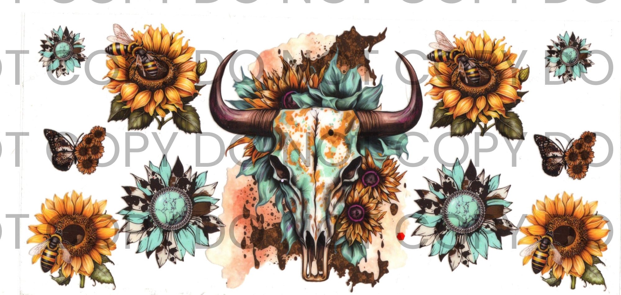 #R29 SUN FLOWER COW SKULL